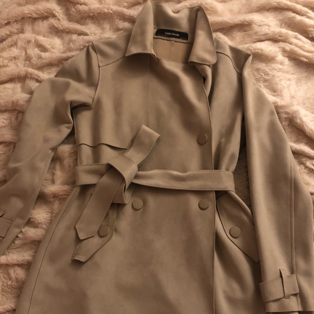 Zara faux suede trench jacket